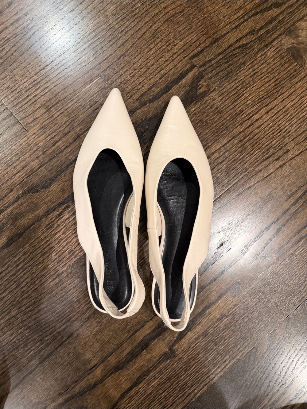 H&M Pointed-Toe Slingback Flats in Light Cream